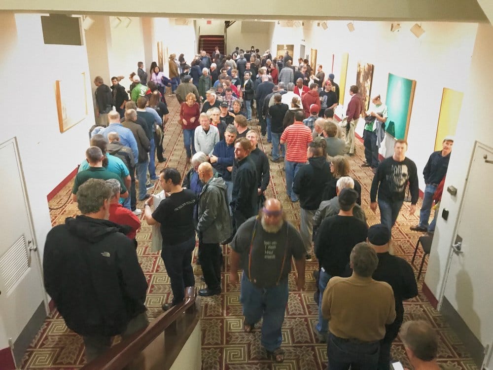 The line for the men's bathroom at a King Crimson show is no joke
